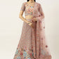 Lehenga Choli Net Peach Embroidered Lehenga Choli