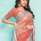 Classic Organza Peach Digital Print Saree