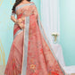 Classic Organza Peach Digital Print Saree