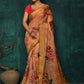 Designer Fancy Fabric Peach Digital Print Saree