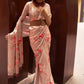 Printed Saree Satin Peach Floral Patch Saree