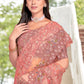 Contemporary Net Peach Embroidered Saree