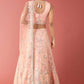 A Line Lehenga Net Peach Embroidered Lehenga Choli