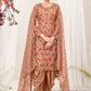Salwar Suit Net Peach Embroidered Salwar Kameez