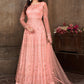 Salwar Suit Net Peach Embroidered Salwar Kameez