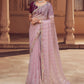 Classic Organza Peach Crystals Saree