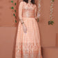 Gown Faux Georgette Peach Sequins Gown