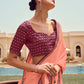 Classic Vichitra Silk Peach Embroidered Saree