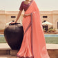 Classic Vichitra Silk Peach Embroidered Saree