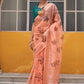 Classic Organza Peach Print Saree