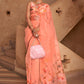 Classic Net Organza Peach Print Saree