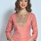 Casual Kurti Rayon Peach Embroidered Kurtis