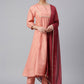 Salwar Suit Poly Silk Peach Sequins Salwar Kameez