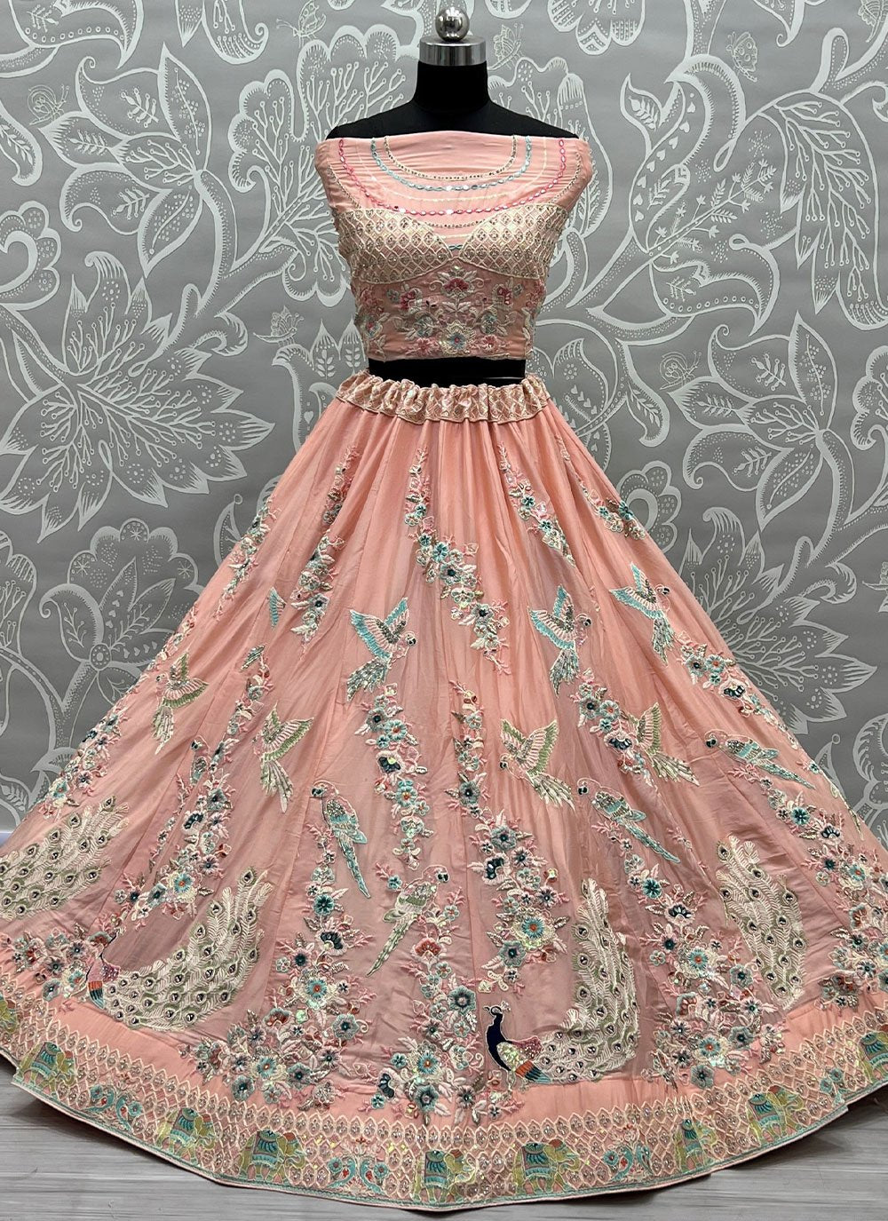 Lehenga Choli Cotton Silk Peach Dori Work Lehenga Choli