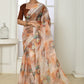 Classic Organza Silk Peach Embroidered Saree