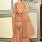 Salwar Suit Net Peach Embroidered Salwar Kameez