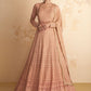 Designer Gown Georgette Peach Embroidered Gown