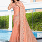 Trendy Saree Crepe Silk Peach Embroidered Saree