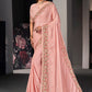 Trendy Saree Satin Silk Peach Embroidered Saree