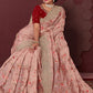 Classic Satin Silk Peach Embroidered Saree