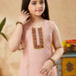 Sharara Set Net Peach Embroidered Kids