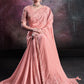 Trendy Saree Crepe Silk Shimmer Peach Embroidered Saree