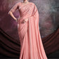 Trendy Saree Crepe Silk Shimmer Peach Embroidered Saree