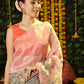 Classic Organza Silk Peach Booti Saree