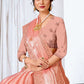 Classic Organza Peach Embroidered Saree