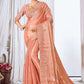 Classic Organza Peach Embroidered Saree