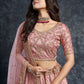 A Line Lehenga Silk Peach Diamond Lehenga Choli