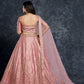 A Line Lehenga Silk Peach Diamond Lehenga Choli