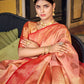 Classic Banarasi Silk Handloom Silk Tissue Peach Weaving Saree