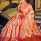Classic Banarasi Silk Handloom Silk Tissue Peach Weaving Saree
