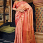 Classic Banarasi Silk Handloom Silk Tissue Peach Weaving Saree