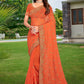 Traditional Saree Georgette Peach Embroidered Saree