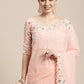 Trendy Saree Georgette Peach Embroidered Saree