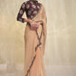 Trendy Saree Georgette Peach Strips Print Saree