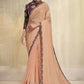 Trendy Saree Georgette Peach Strips Print Saree