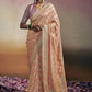 Classic Viscose Peach Embroidered Saree