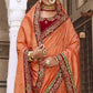 Trendy Saree Silk Viscose Peach Diamond Saree