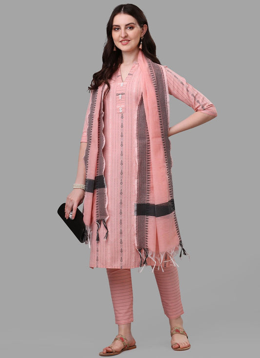 Salwar Suit Cotton Peach Weaving Salwar Kameez