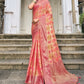 Contemporary Organza Peach Weaving Saree