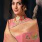 Contemporary Silk Tissue Peach Weaving Saree