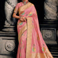 Contemporary Silk Tissue Peach Weaving Saree