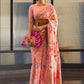 Trendy Saree Handloom Silk Peach Weaving Saree