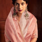 Classic Organza Peach Lace Saree