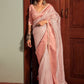 Classic Organza Peach Lace Saree