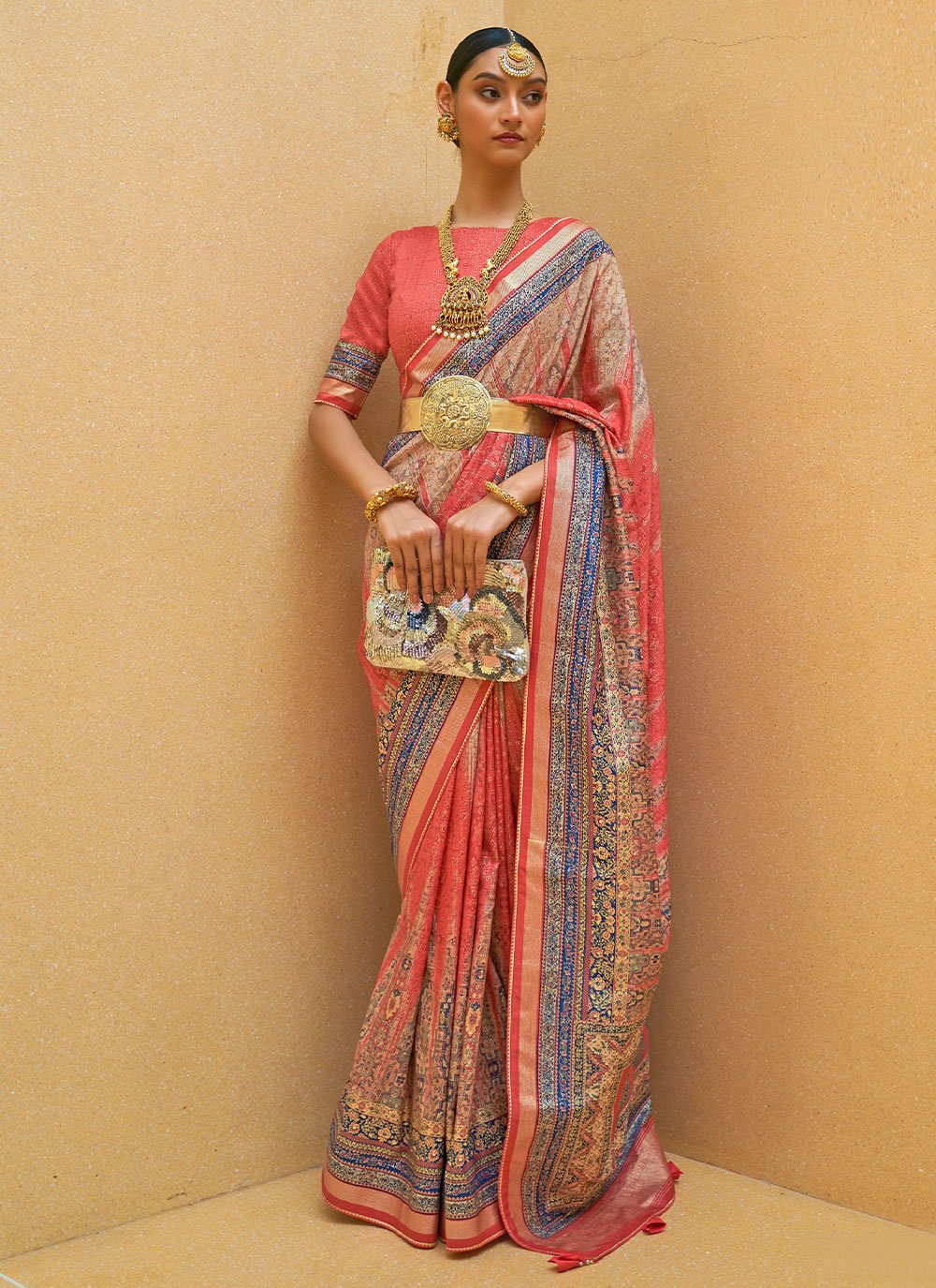 Traditional Saree Silk Peach Woven Saree