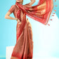 Classic Tussar Silk Peach Woven Saree